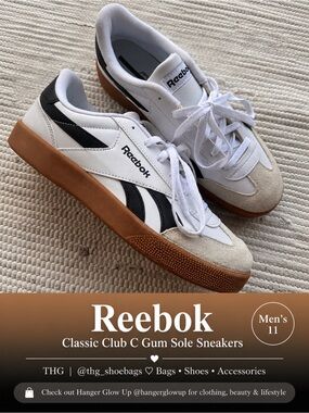 Reebok White Black Gum Classic Club C Sneakers